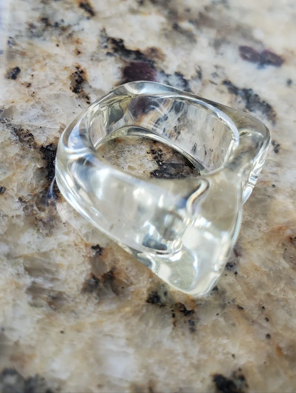 Clear Resin Glass Sculptural Ring